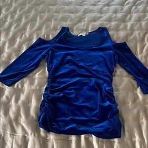 Boston Proper Royal Blue Velvet Cold-Shoulder Tunic